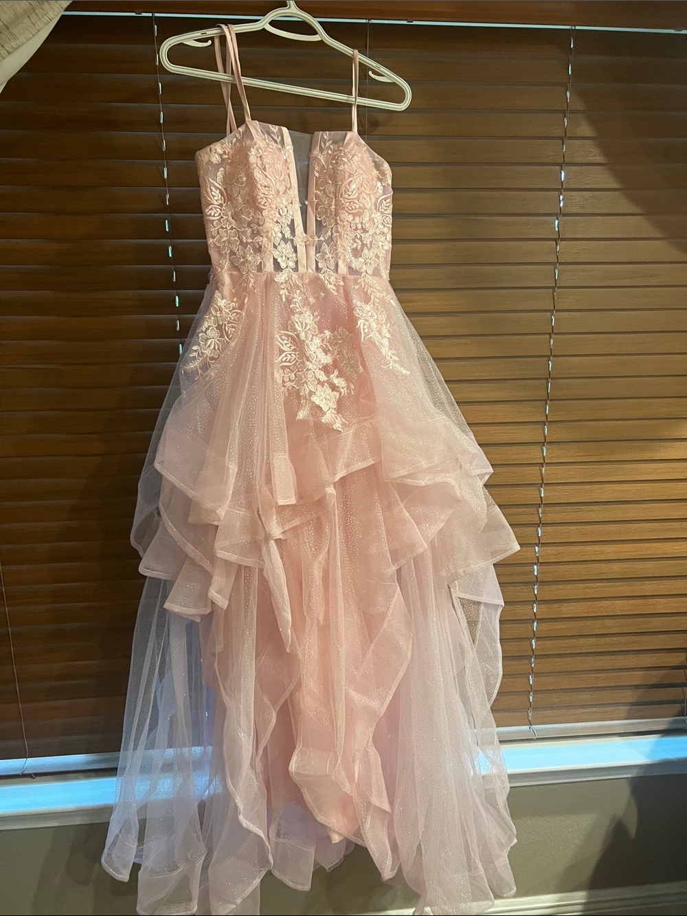 Girls' Pink Embroidered Tulle Party Dress